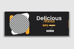 food social media cover template, restaurant food web banner design, social media template. free vector