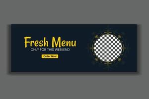 food social media cover template, restaurant food web banner design, social media template. free vector