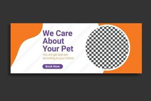 pet social media cover template,  web banner design, social media template, free vector