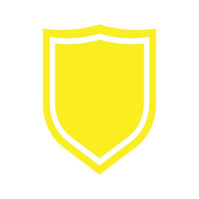 eps10 yellow vector shield solid icon or logo in simple flat trendy modern style isolated on white background