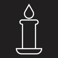 eps10 white vector candle line art icon or logo in simple flat trendy modern style isolated on black background