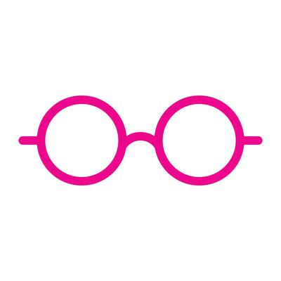 eps10 pink vector round eyeglasses icon or logo in simple flat trendy modern style isolated on white background