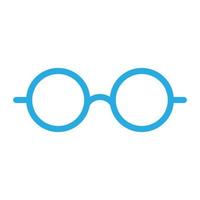 eps10 blue vector round eyeglasses icon or logo in simple flat trendy modern style isolated on white background