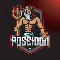 poseidon mascot gaming logo design vector