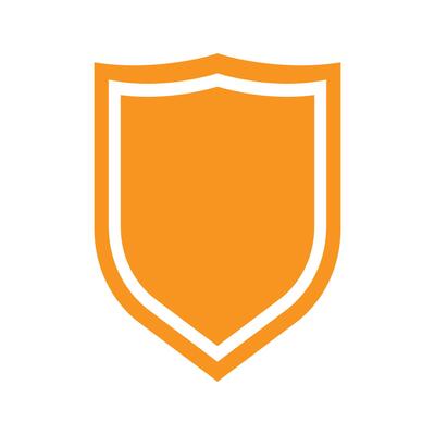 eps10 orange vector shield solid icon or logo in simple flat trendy modern style isolated on white background