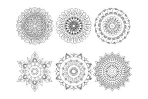 conjunto de mandala de contorno floral, mandala de dibujo a mano, vector libre