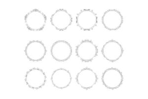 conjunto de marco de círculo de dibujo a mano floral, conjunto de marco de flor, vector libre