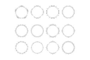 floral hand drawing  circle frame set, flower frame set,  free vector