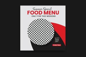 food social media template, restaurant food menu design, web banner, social media post vector