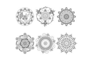 conjunto de mandala de contorno floral, mandala de dibujo a mano, vector libre