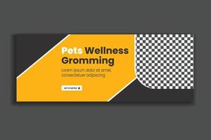 pet social media cover template,  web banner design, social media template, free vector