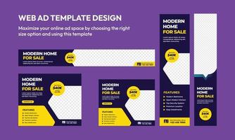 Home ad design templates are sold for website purposes with standard sizes vector