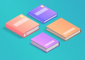 libros de colores pastel isométricos vector