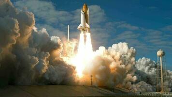 Space Shuttle takes off into space. Elements of this image furnished by NASA. video