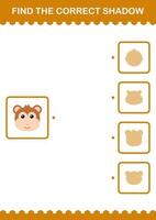 Find the correct shadow Monkey face. Worksheet for kids vector