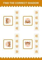 Find the correct shadow Monkey face. Worksheet for kids vector