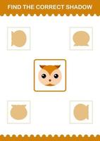 Find the correct shadow Owl face. Worksheet for kids vector