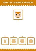 Find the correct shadow Owl face. Worksheet for kids vector