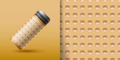 Monkey seamless pattern with bottle vector