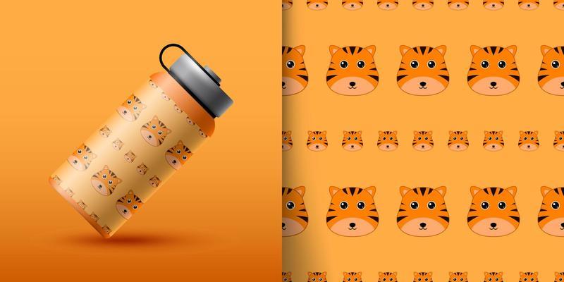 Tiger seamless pattern with bottle