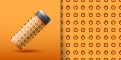 Lion seamless pattern with bottle vector