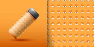 Fox seamless pattern with bottle vector