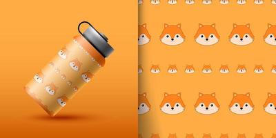 Fox seamless pattern with bottle vector