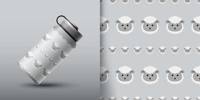 Sheep seamless pattern with bottle vector