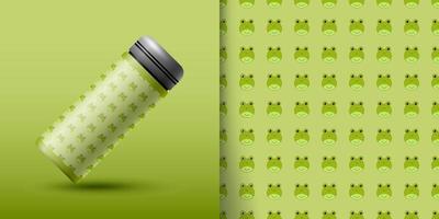 Frog seamless pattern with bottle vector