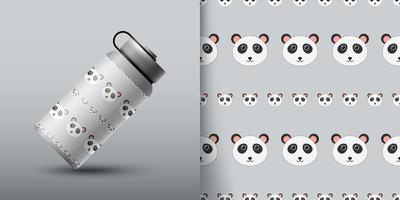 Panda seamless pattern with bottle vector