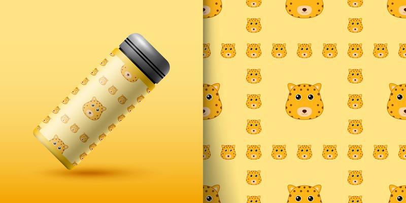 Leopard seamless pattern with bottle