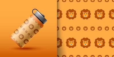 Lion seamless pattern with bottle vector