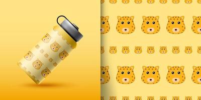 Leopard seamless pattern with bottle vector