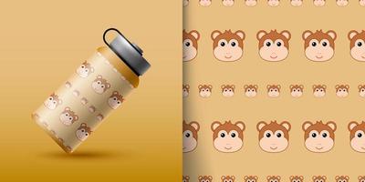 Monkey seamless pattern with bottle vector