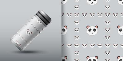 Panda seamless pattern with bottle vector