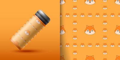 Fox seamless pattern with bottle vector