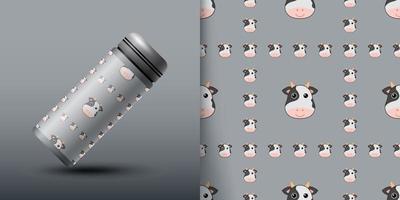 Cow seamless pattern with bottle vector