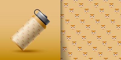 Owl seamless pattern with bottle vector