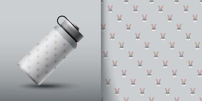 Rabbit seamless pattern with bottle vector