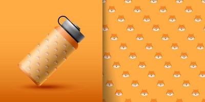 Fox seamless pattern with bottle vector