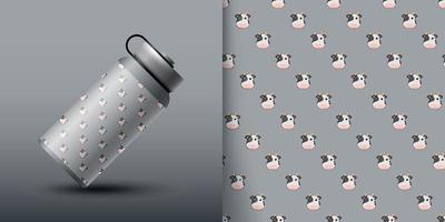 Cow seamless pattern with bottle vector