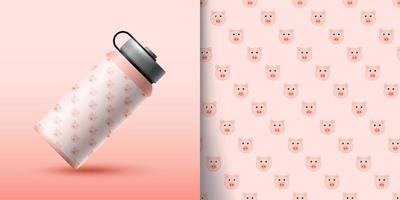 Pig seamless pattern with bottle vector