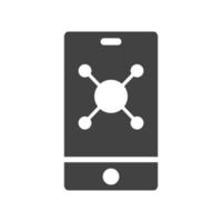 Mobile Marketing Glyph Black Icon vector