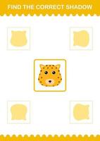 Find the correct shadow Leopard face. Worksheet for kids vector