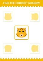 Find the correct shadow Leopard face. Worksheet for kids vector