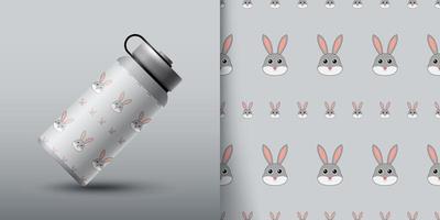 Rabbit seamless pattern with bottle vector