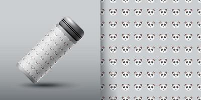 Panda seamless pattern with bottle vector