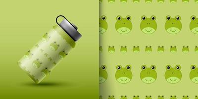 Frog seamless pattern with bottle