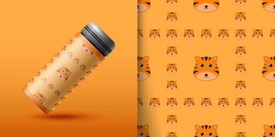 Tiger seamless pattern with bottle vector