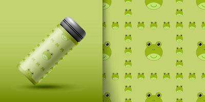 Frog seamless pattern with bottle vector